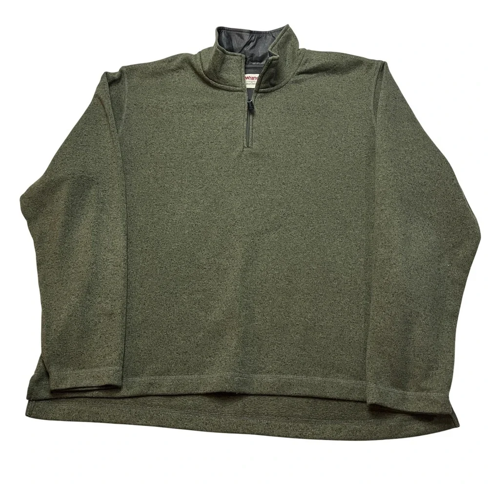 Wrangler Fleece‎ Pullover Mens 2XL Green Authentics Quarter Zip ZHGZBG1 Sweater